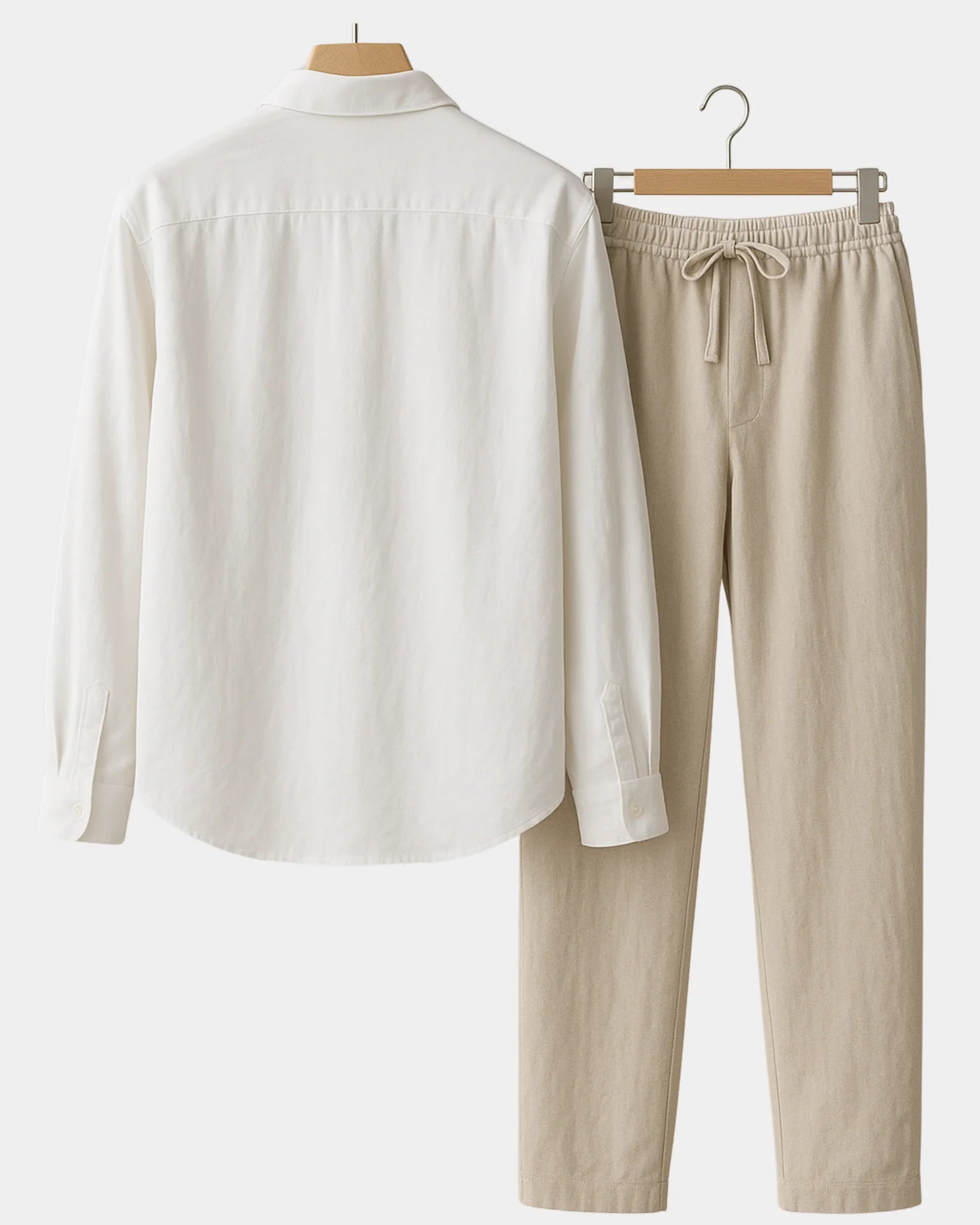 2 - PIECE LINEN SET - WHITE / BEIGE