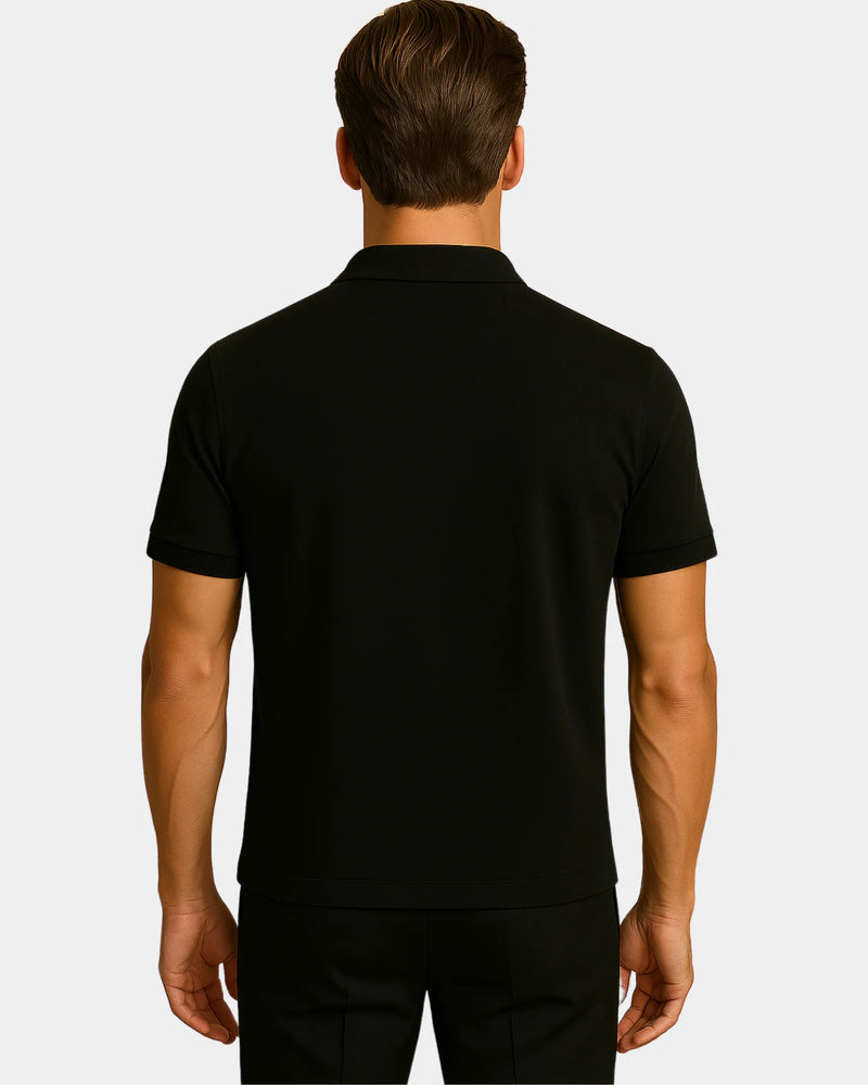 Adriano Zip Polo T-Shirt  - Black