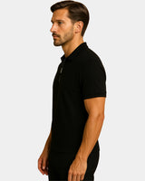 Adriano Zip Polo T-Shirt  - Black
