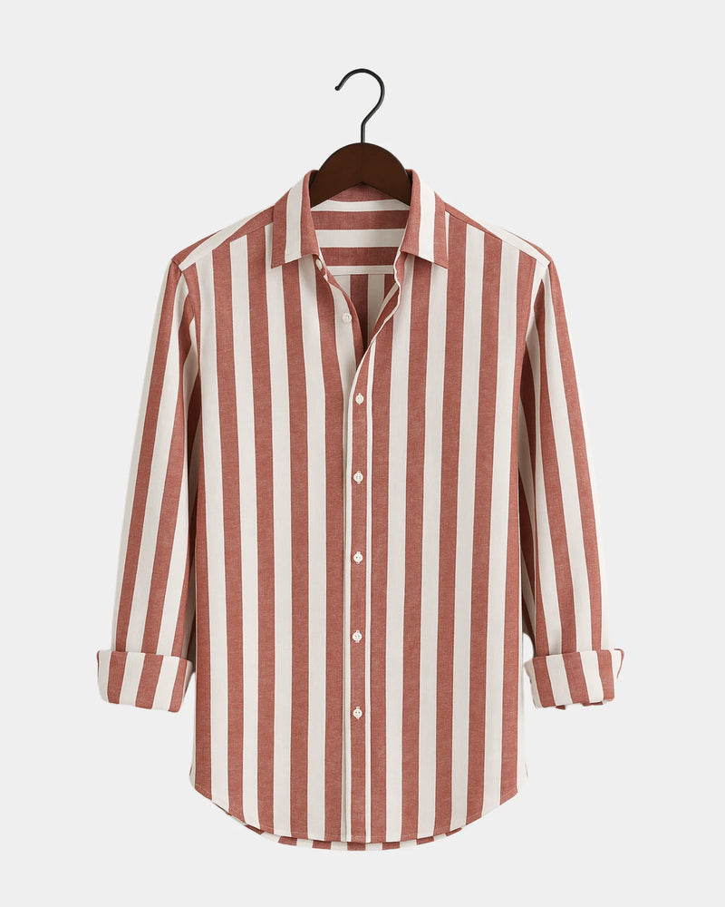 Giovanni - Linen Shirt Red White