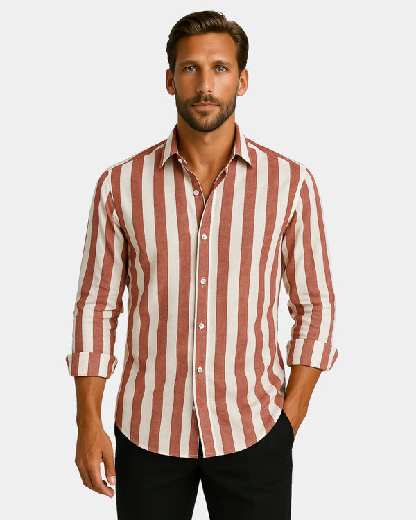 Giovanni - Linen Shirt Red White