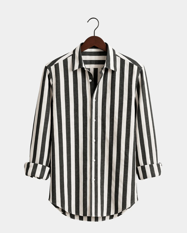 Giovanni - Linen Shirt Black White