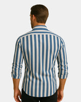 Giovanni - Linen Shirt Blue White