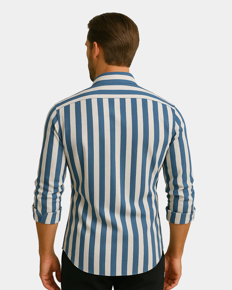 Giovanni - Linen Shirt Blue White