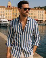 Giovanni - Linen Shirt Blue White