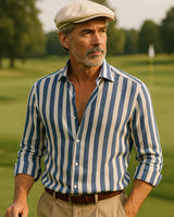 Giovanni - Linen Shirt Blue White