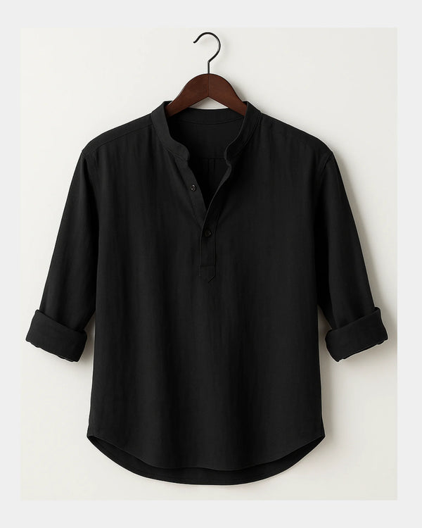 Lorenzo - Linen Shirt Black
