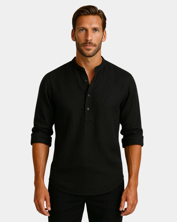 Lorenzo - Linen Shirt Black