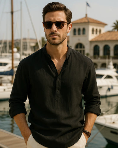 Lorenzo - Linen Shirt Black