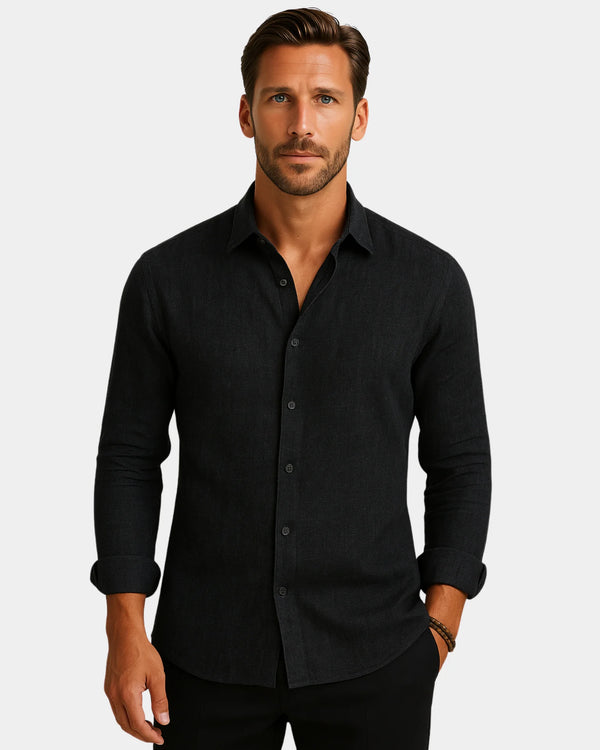 Marco - Linen Shirt Black