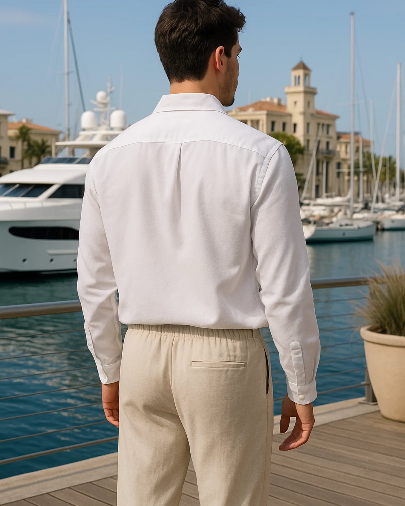 2 - PIECE LINEN SET - WHITE / BEIGE