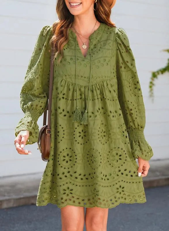 Kirelle - Breathable V-Neck Skirt Dress