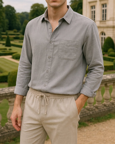 2 - PIECE LINEN SET - GREY / BEIGE