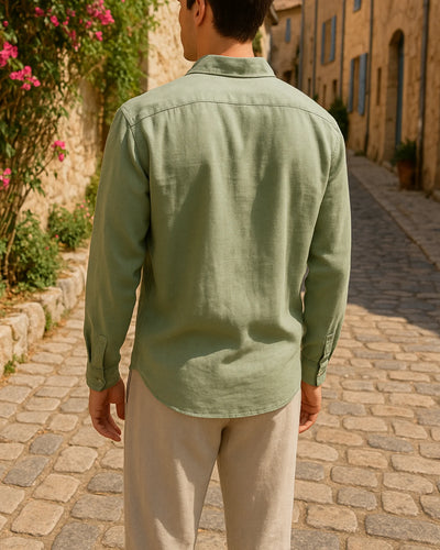 2 - PIECE LINEN SET - MATCHA GREEN / BEIGE